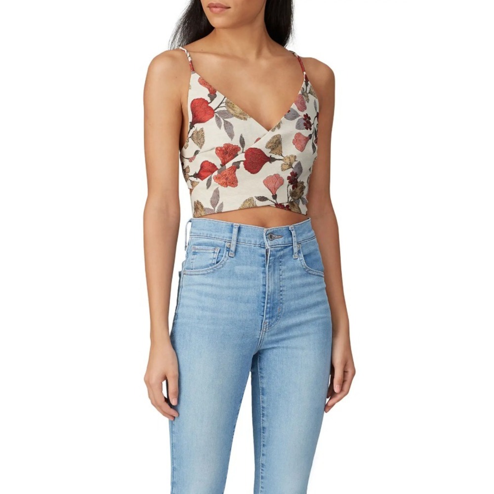 Keepsake Feel Good Top Jacquard Crossover Sleeveless‎ V Neck Floral Print Size 6
